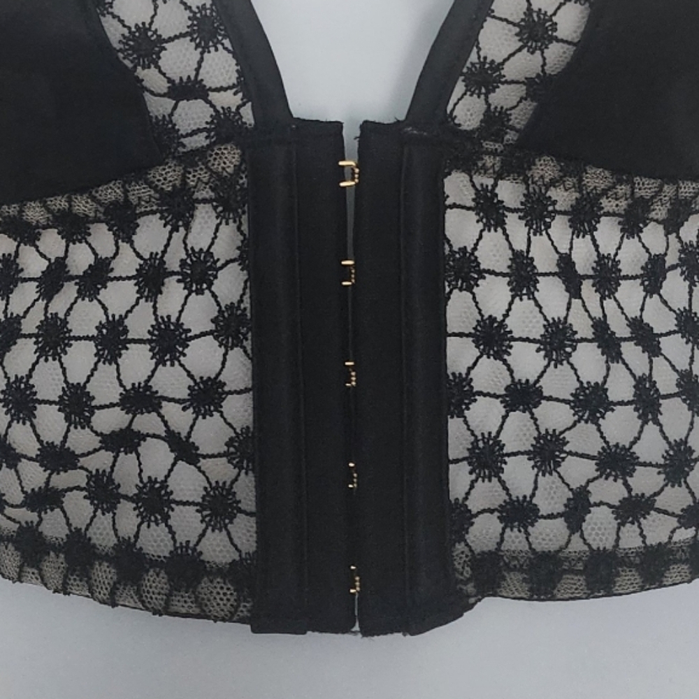 Victoria's Secret Luxe Lingerie Starburst Long Line Triangle Bra Black Medium. - Picture 7 of 10